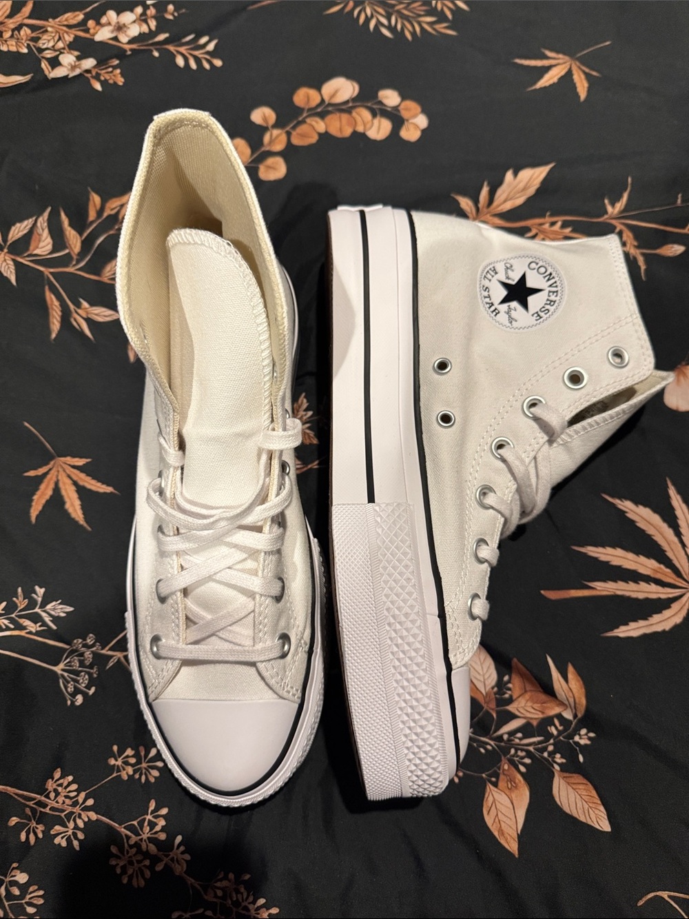 Converse High Top Platform Sneakers in Off-White